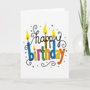 Tarjeta de luces de cumpleaños pintadas