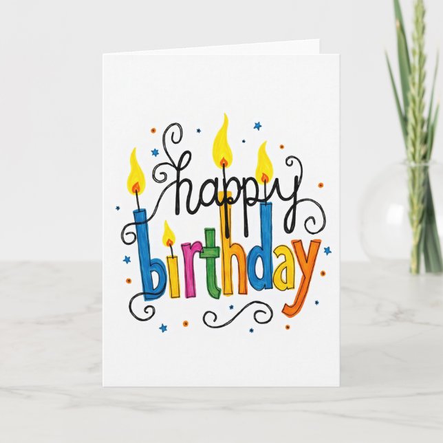 Tarjeta de luces de cumpleaños pintadas (Anverso)