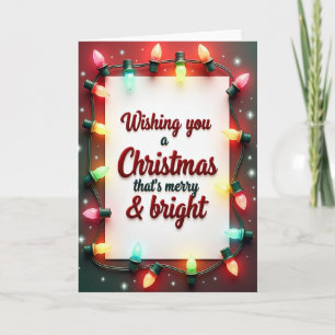 Tarjeta de luces de Navidad brillantes