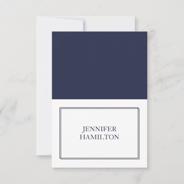 Tarjeta de lugar azul marino elegante (Anverso)