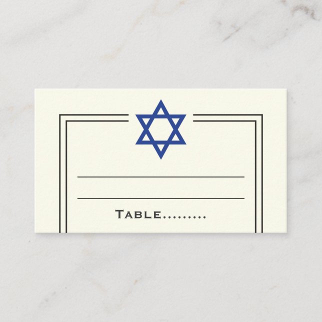 Tarjeta de lugar Blue Star of David Bar Mitzvah (Anverso)