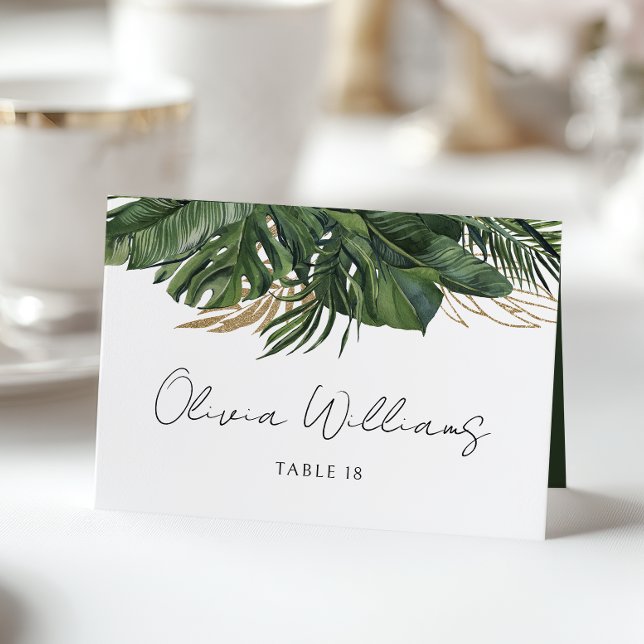 Tarjeta de lugar Boda botánico de vegetación tropi (Subido por el creador)