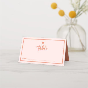 Tarjeta de lugar Boda de escritura a mano rosa ret