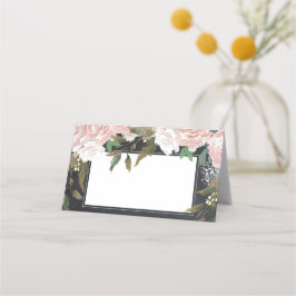 tarjeta de lugar boda de pizarra floral rosa rubor