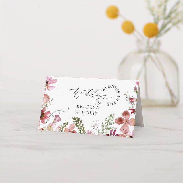 Tarjeta de lugar Boda de tipografía moderna (Reverso)