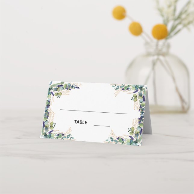 Tarjeta de lugar boda Eucalyptus greenerenery (Anverso)