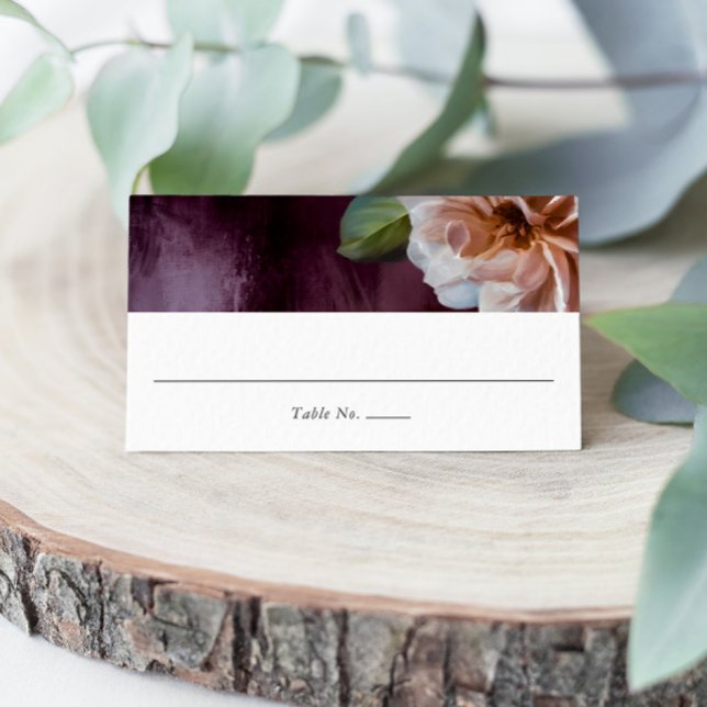 Tarjeta de lugar Boda floral floral oscuro + amoro (Subido por el creador)