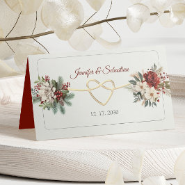 Tarjeta de lugar Boda floral para navidades