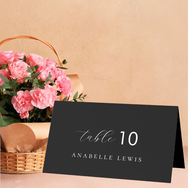 Tarjeta de lugar Boda Monograma de Moda negra (Subido por el creador)