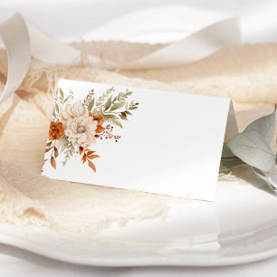 Tarjeta de lugar Boda naranja quemado moderno otoñ
