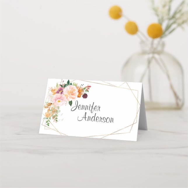 Tarjeta De Lugar Boda Para Rosas De Rubor Y Borgoñ (Anverso)