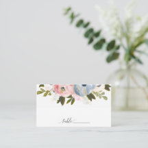 Tarjeta de lugar Boda plana con una floral turbia