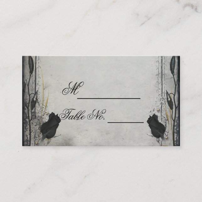Tarjeta de lugar Boda Trellis Rosa negro gótico (Anverso)