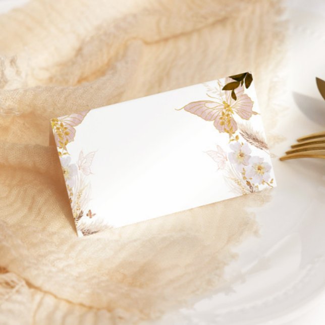 Tarjeta de lugar Boho oro floral mariposa (Subido por el creador)