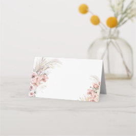 Tarjeta de lugar Boho Pampas Floral Rosa Claro