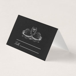 Tarjeta de lugar clásica de boda elegante azul pol