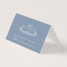Tarjeta de lugar clásica de boda elegante azul pol