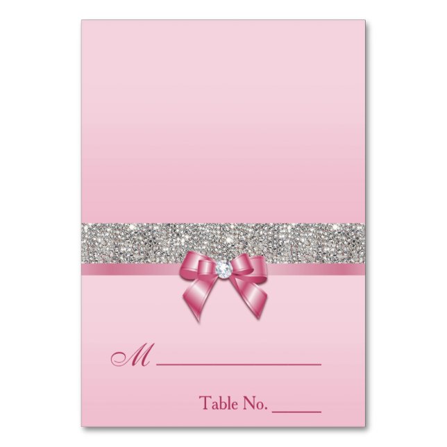 Tarjeta de lugar de arco rosado de las sucesiones  (Anverso)