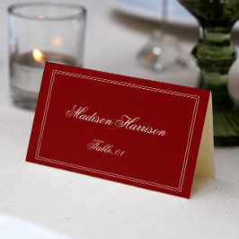 Tarjeta de lugar de boda borgoña de dinero antiguo