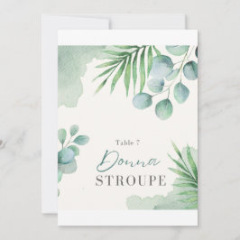 Tarjeta de lugar de boda botánica – Agua verde ele