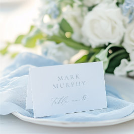 Tarjeta de lugar de boda con caligrafía en azul po