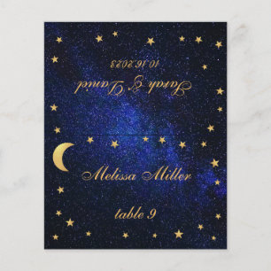 Tarjeta de lugar de boda con estrellas doradas - N
