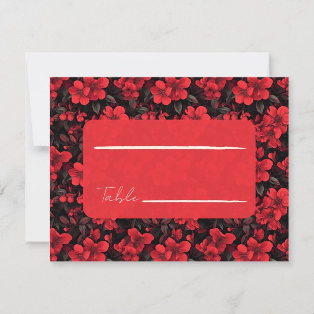 Tarjeta de lugar de boda con flores de rosa elegan (Anverso)