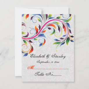 Tarjeta de lugar de boda con hoja de pergamino col