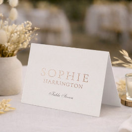 Tarjeta de lugar de boda con lámina de oro real el