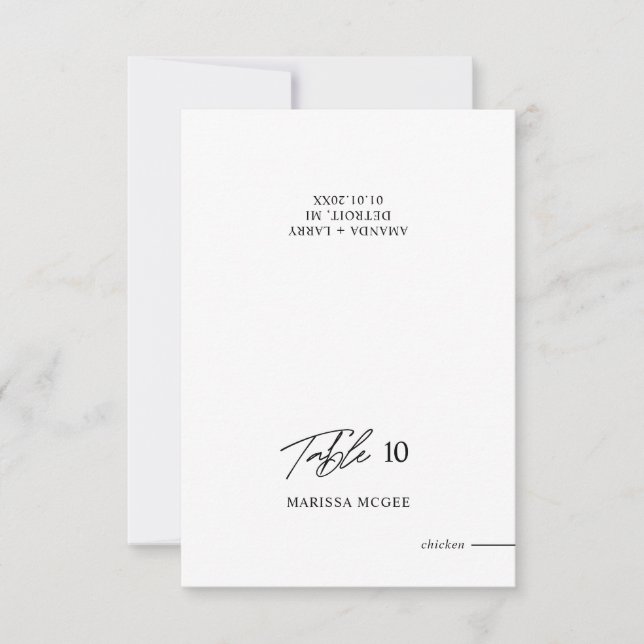 Tarjeta de lugar de boda con mesa, nombre y elecci (Anverso)