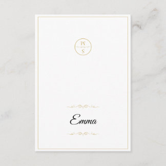 Tarjeta de lugar de boda con monograma elegante le