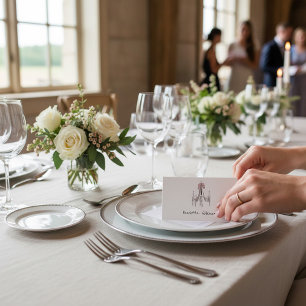 Tarjeta de lugar de boda con nombre de lujoso cand