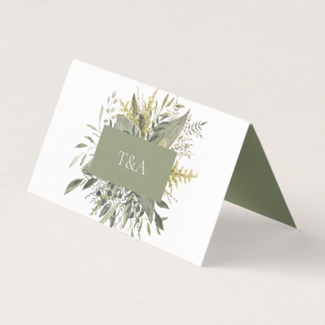 Tarjeta de lugar de Boda de acuarela botánica (Reverso)