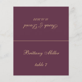 Tarjeta de lugar de Boda de color de vino - Nombre