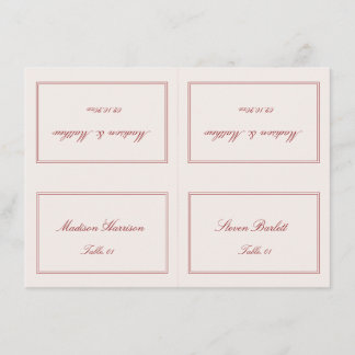 Tarjeta de lugar de boda de crema y burdeos para h