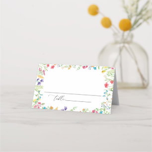 Tarjeta de lugar de Boda de flores silvestres de v
