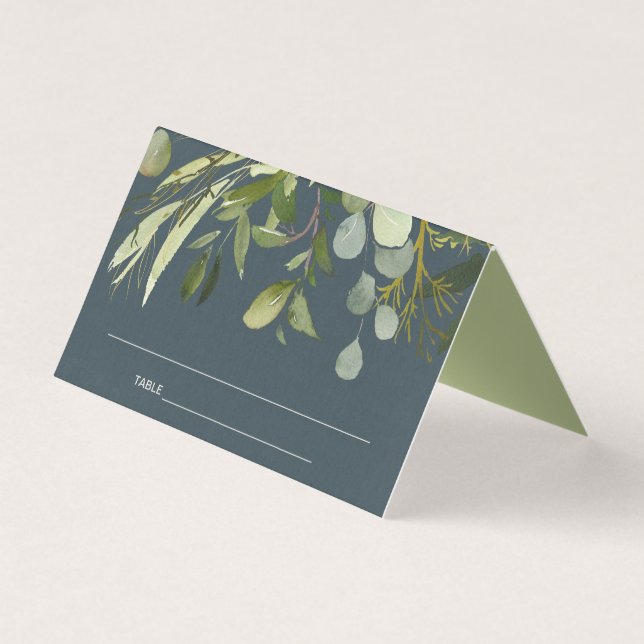 TARJETA DE LUGAR DE BODA DE FOLLETO GRIS DE ORO VE (Anverso)