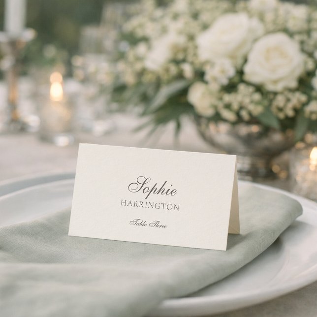 Tarjeta de lugar de boda de marfil elegante (Subido por el creador)