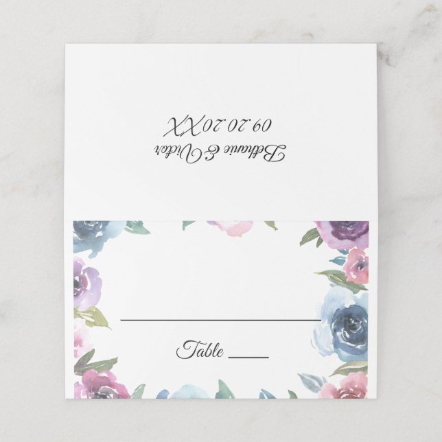 Tarjeta de lugar de Boda de Moda y floral de prima (Exterior desplegado)
