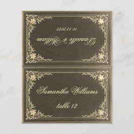 Tarjeta de lugar de Boda de oro negro - Nombre de 