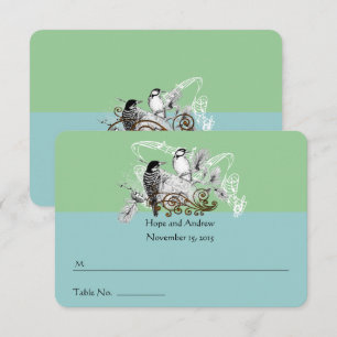 Tarjeta de lugar de boda de pájaros de amor vintag