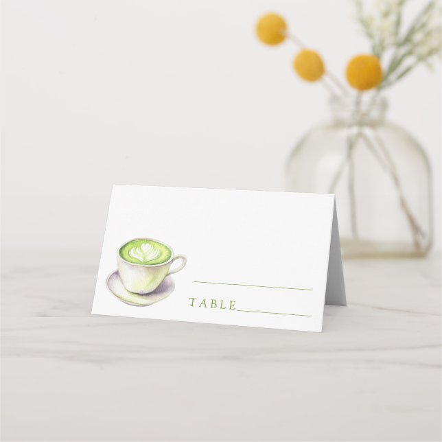 Tarjeta de lugar de boda de té matcha - tarjetas d (Anverso)