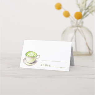 Tarjeta de lugar de boda de té matcha - tarjetas d