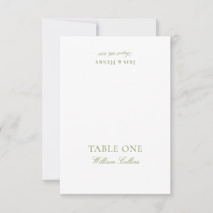 Tarjeta de lugar de boda elegante verde salvia y b