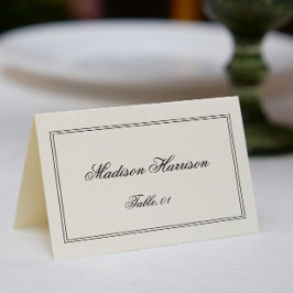 Tarjeta de lugar de boda en blanco y negro de dine