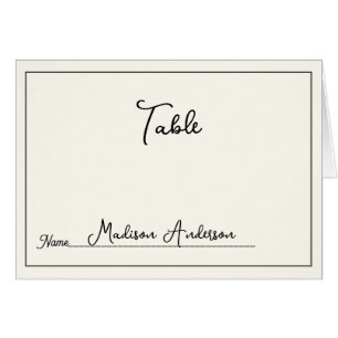 Tarjeta de lugar de boda en blanco y negro retro