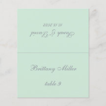 Tarjeta de lugar de boda en verde menta - Nombre d