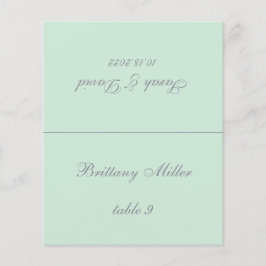 Tarjeta de lugar de boda en verde menta - Nombre d