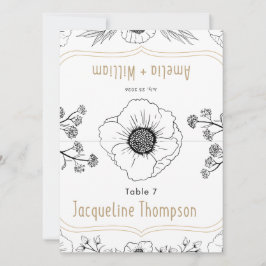 Tarjeta de lugar de boda floral – Botanica negro y