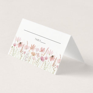 Tarjeta de lugar de boda floral de flores silvestr